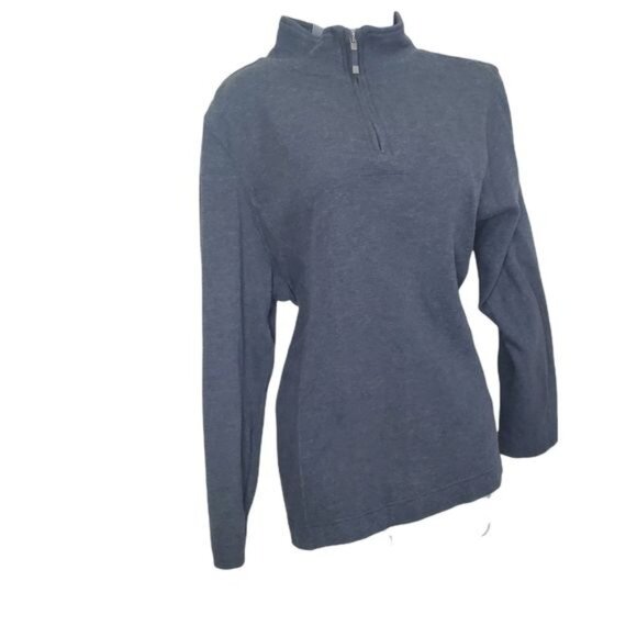 TALBOTS Womens Jacket XL Gray Pullover Zip Neck Ribbed 100% Cotton‎ Long Sleeve - Picture 6 of 10